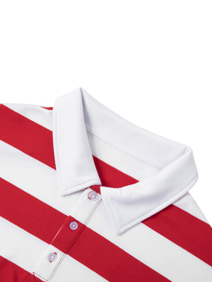 Color Block Polo Shirt - Red with White