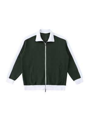 Trim Track Jacket — Dark Green / White
