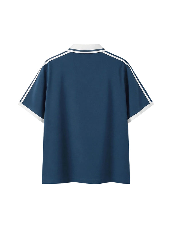Piping Polo Shirt — Navy