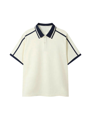 Piping Polo Shirt — Apricot