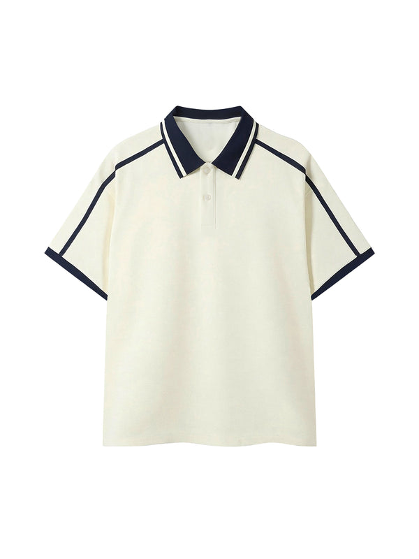 Piping Polo Shirt — Apricot