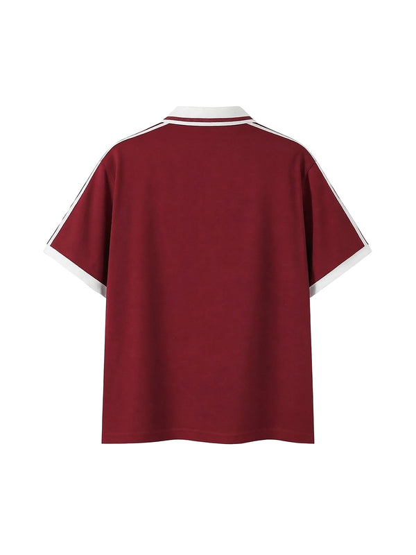 Piping Polo Shirt — Wine Red
