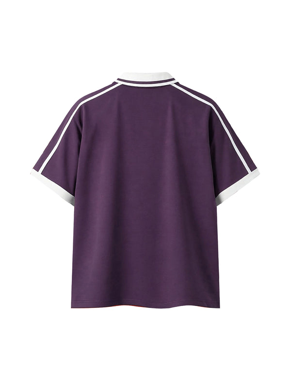 Piping Polo Shirt — Purple