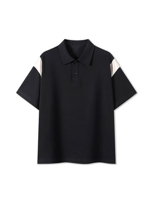 The Contrast Panel Polo — Black