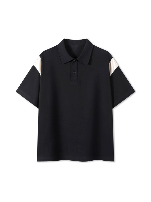The Contrast Panel Polo — Black
