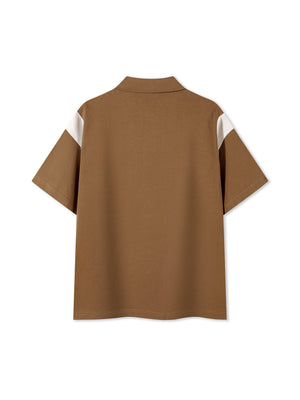 The Contrast Panel Polo — Brown