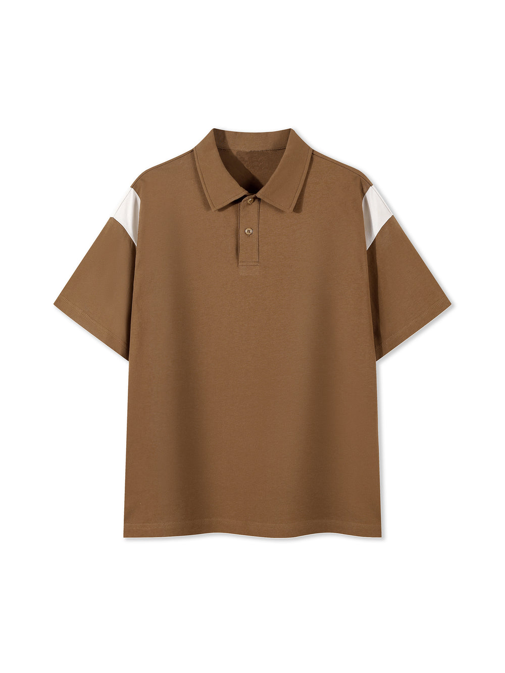 The Contrast Panel Polo — Brown
