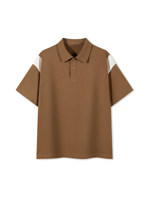 The Contrast Panel Polo — Brown