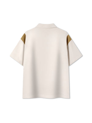 The Contrast Panel Polo — Cream