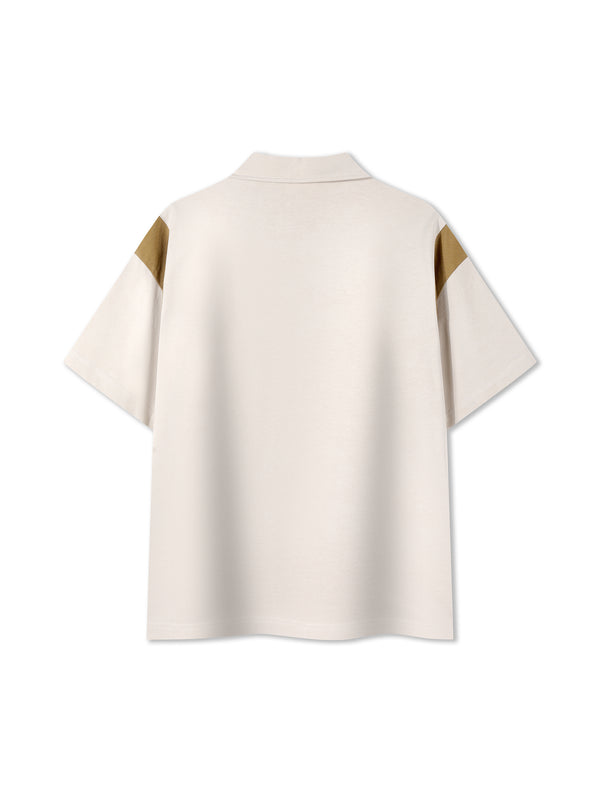 The Contrast Panel Polo — Cream