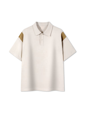 The Contrast Panel Polo — Cream