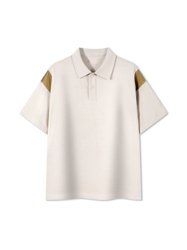 The Contrast Panel Polo — Cream
