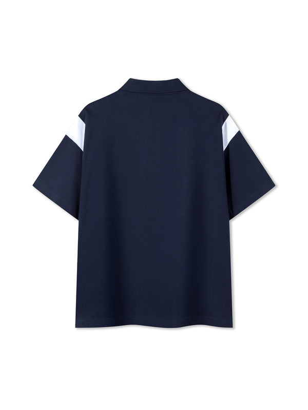 The Contrast Panel Polo — Navy