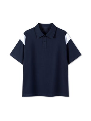The Contrast Panel Polo — Navy