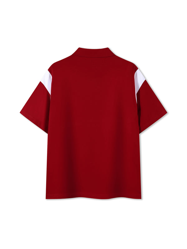 The Contrast Panel Polo — Red