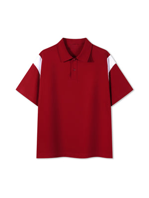 The Contrast Panel Polo — Red