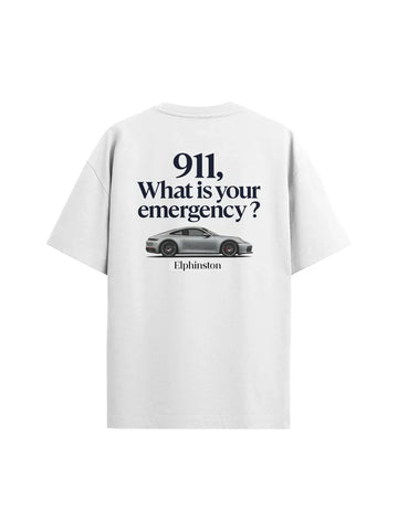 The 911 Emergency Oversized Tee — White